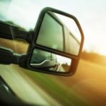 Vehicle Blind Spot Assistance in the Side Mirror of Pickup Truck.