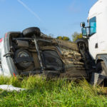 Car Accident On A Road In September, Car After A Collision With