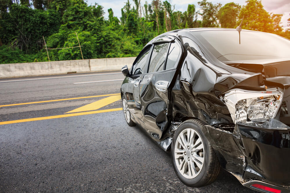 black car accident damage