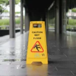 Wet floor sign outside